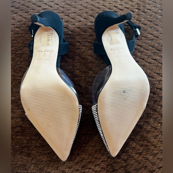 ALDO Sywiel black embellished pointed toe slingback heels - Picture 6 of 6